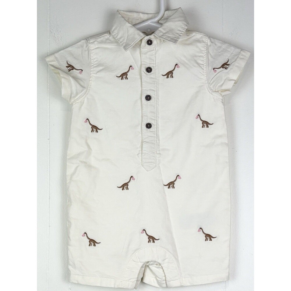 Jake And Jack Romper Dinosaur Short Sleeve Summer Collared Size 3-6 Month